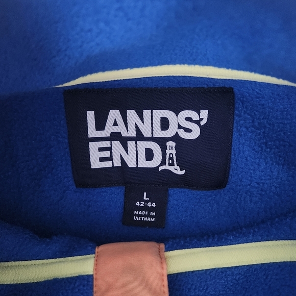 LANDS END Men's Blue Tie-Dye Snap Pullover Fleece Multicolor Size Large‎ Cozy - Picture 5 of 9
